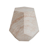 Outdoor/Indoor Lightweight Concrete Side Table with Travertine Finish in Beige