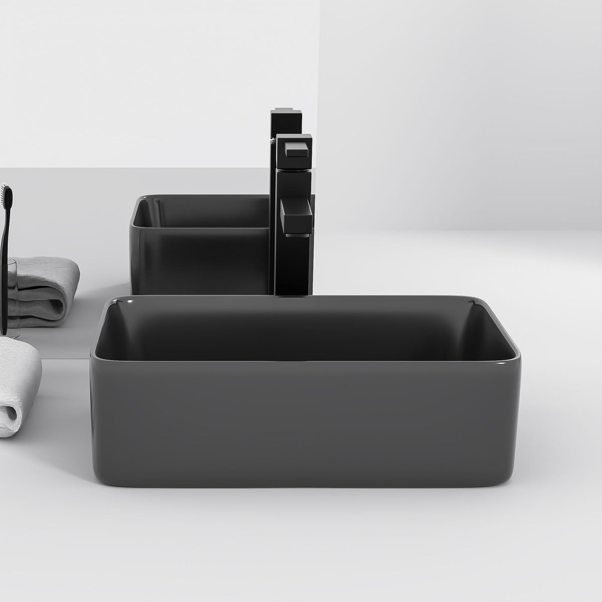 Modern European Design Ceramic Rectangular Vessel Bathroom Sink