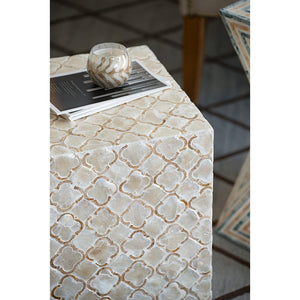 14x14x18' Square Capiz Stool, Cream