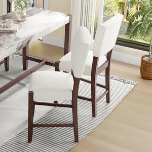 Set of 4 Mid-Century Modern Bar Stools, 40 in Linen Upholstered Counter Chairs with Rubber Wood Legs, Off White