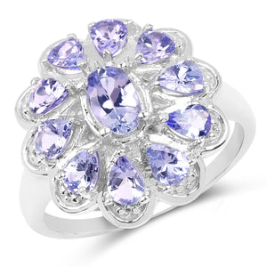 1.84 Carat Genuine Tanzanite .925 Sterling Silver Ring