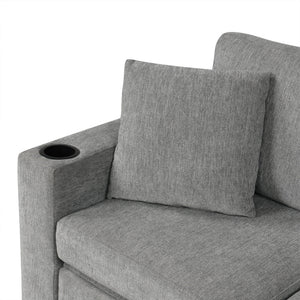 Sectional Sofa Convertible Pull-Out Bed With Storage Ottoman & USB Ports