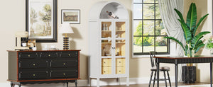 Modern Arched Cabinet with Glass Doors and Auto Sensor Light