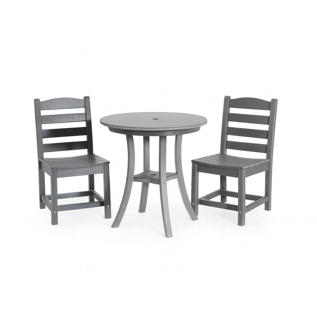 3 Piece Outdoor Dining Set, Round Patio Table With 2 Armless Chairs