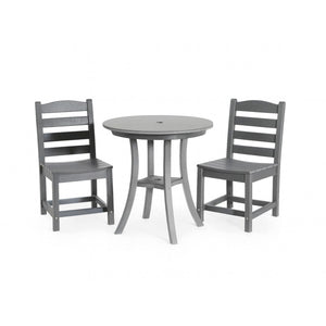3 Piece Outdoor Dining Set, Round Patio Table With 2 Armless Chairs