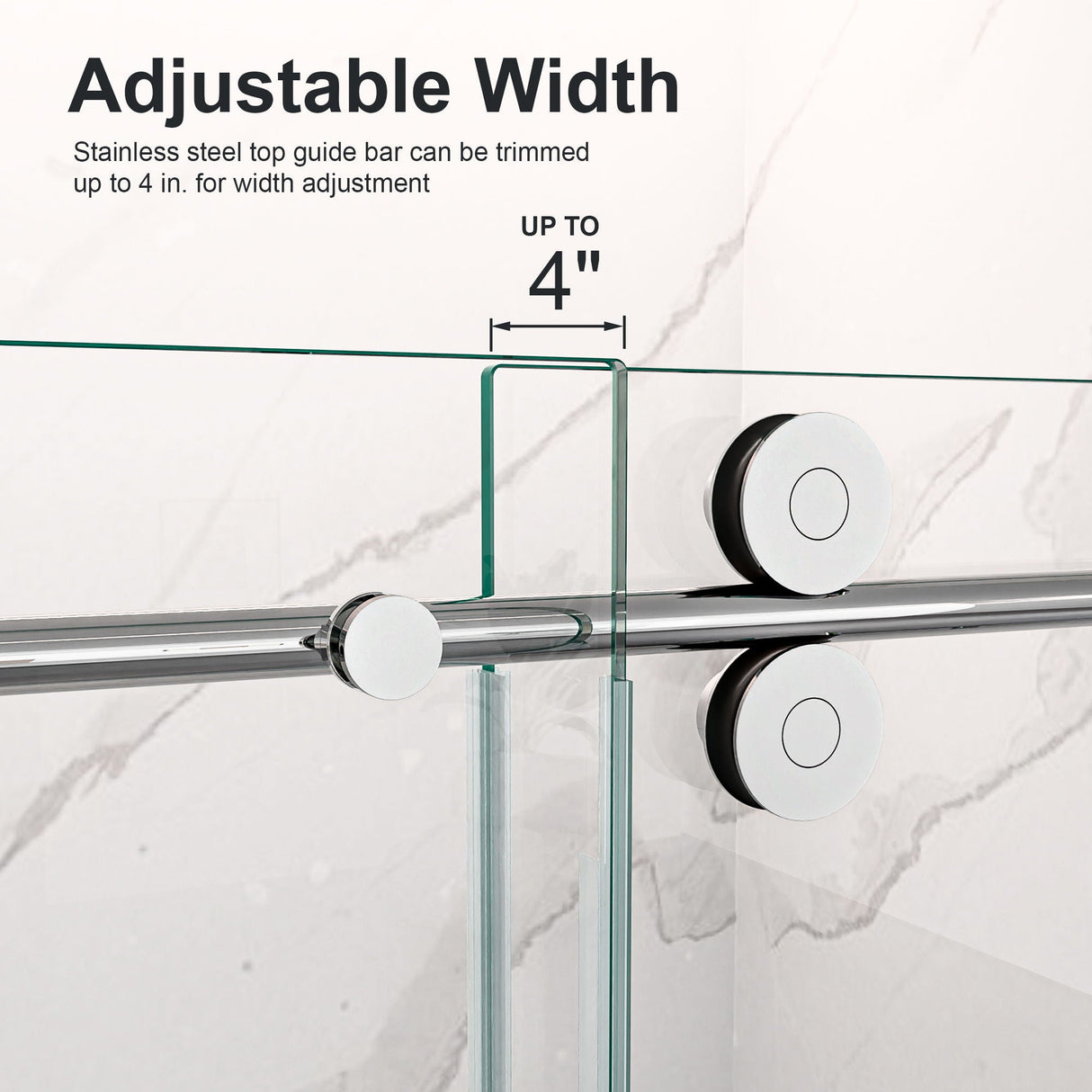 Frameless Single Sliding Shower Door With Clear Tempered Glass