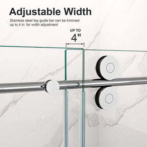 Frameless Single Sliding Shower Door With Clear Tempered Glass