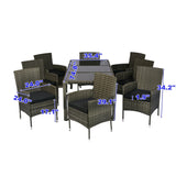 9 Piece Outdoor Patio Wicker Dining Set