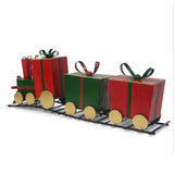 Festive Iron Train Decor with Gift-Shaped Carriages