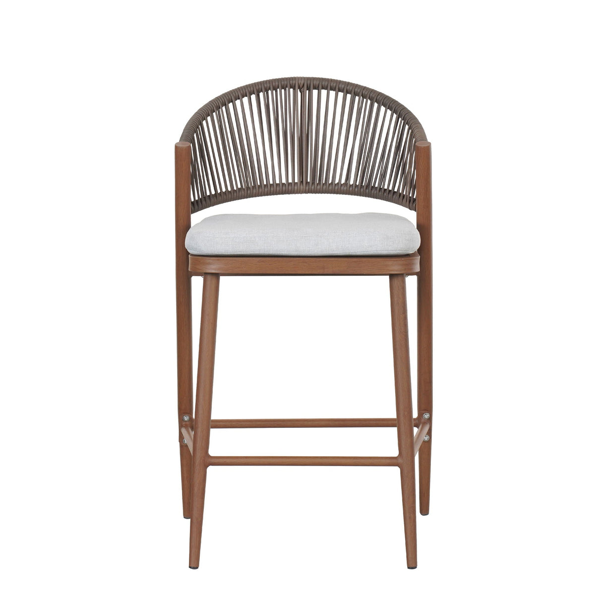 Outdoor 26" Counter Height Metal Frame Counter Stools With Scallop Shaped Backrest & Water Resistant Cushions