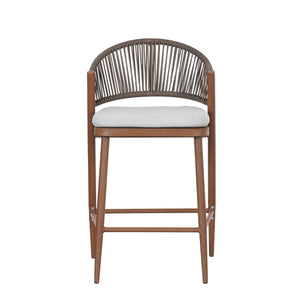 Outdoor 26" Counter Height Metal Frame Counter Stools With Scallop Shaped Backrest & Water Resistant Cushions