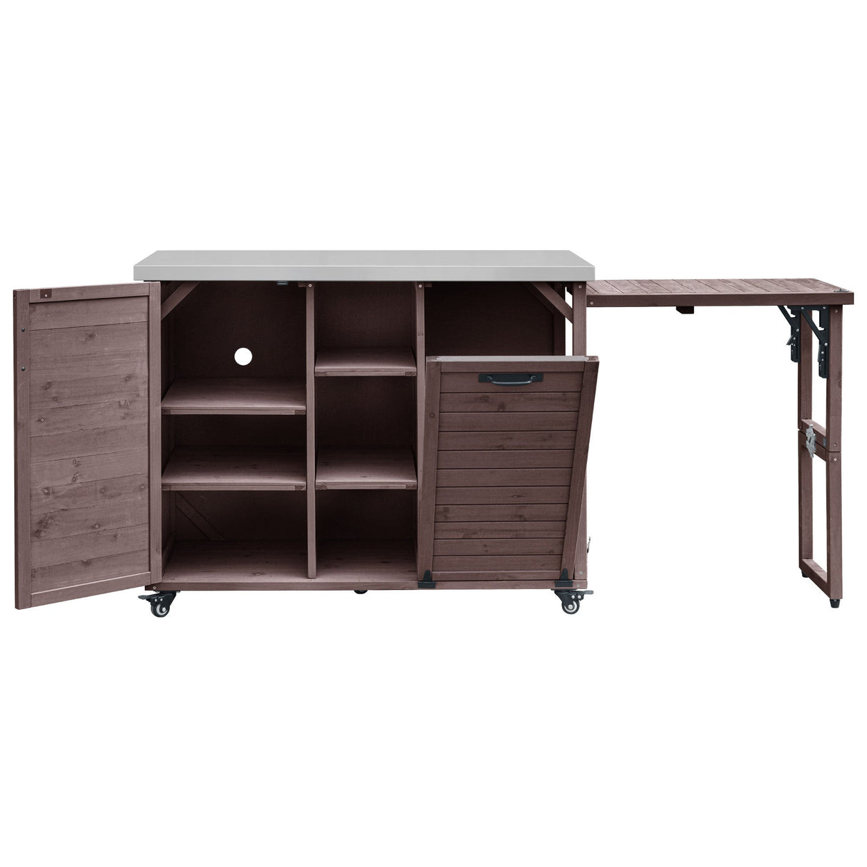 K&K 78.3' Outdoor Kitchen Island with Foldable Grill Table