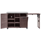 K&K 78.3' Outdoor Kitchen Island with Foldable Grill Table