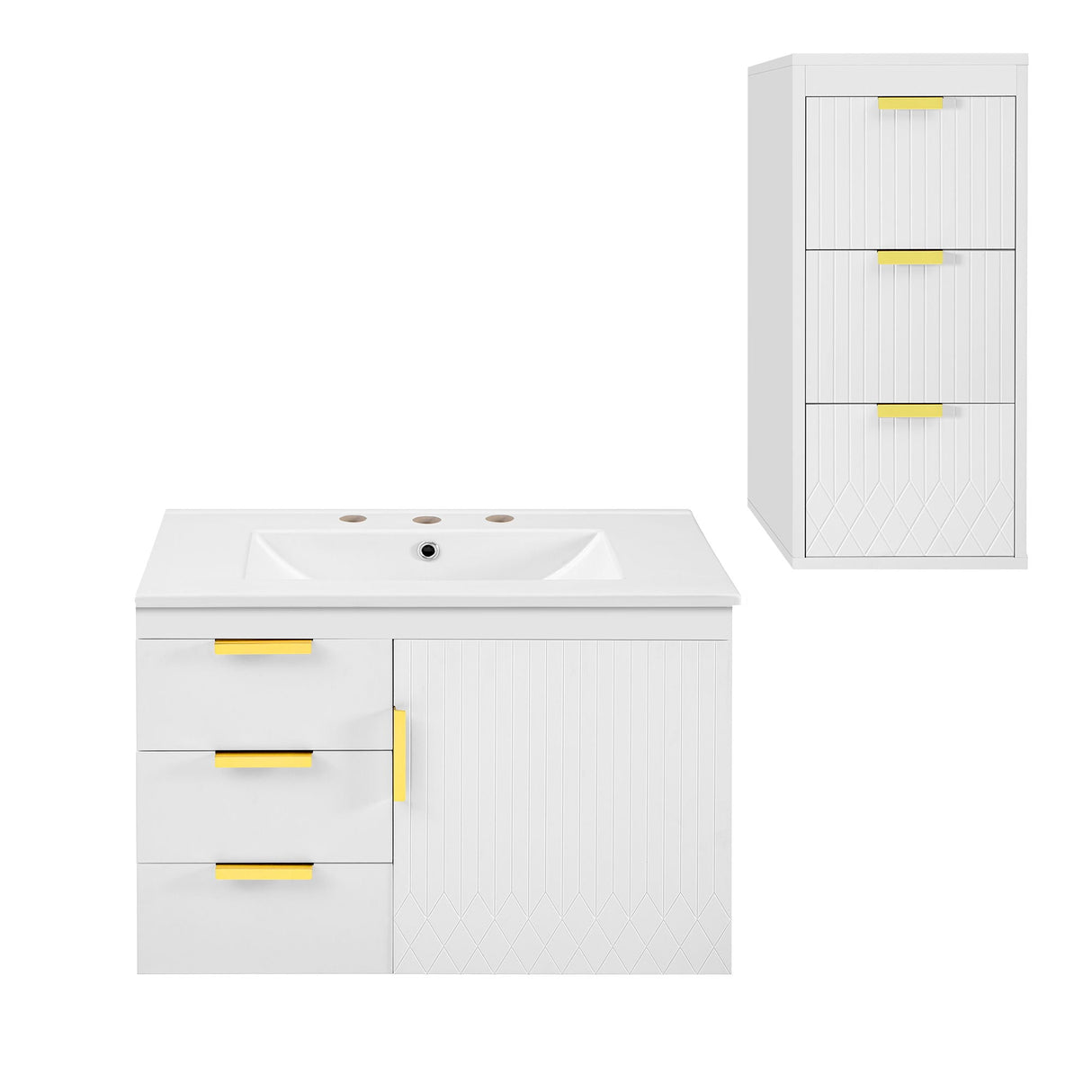 Wall Mounted Bathroom Cabinet With Side Cabinet Combo