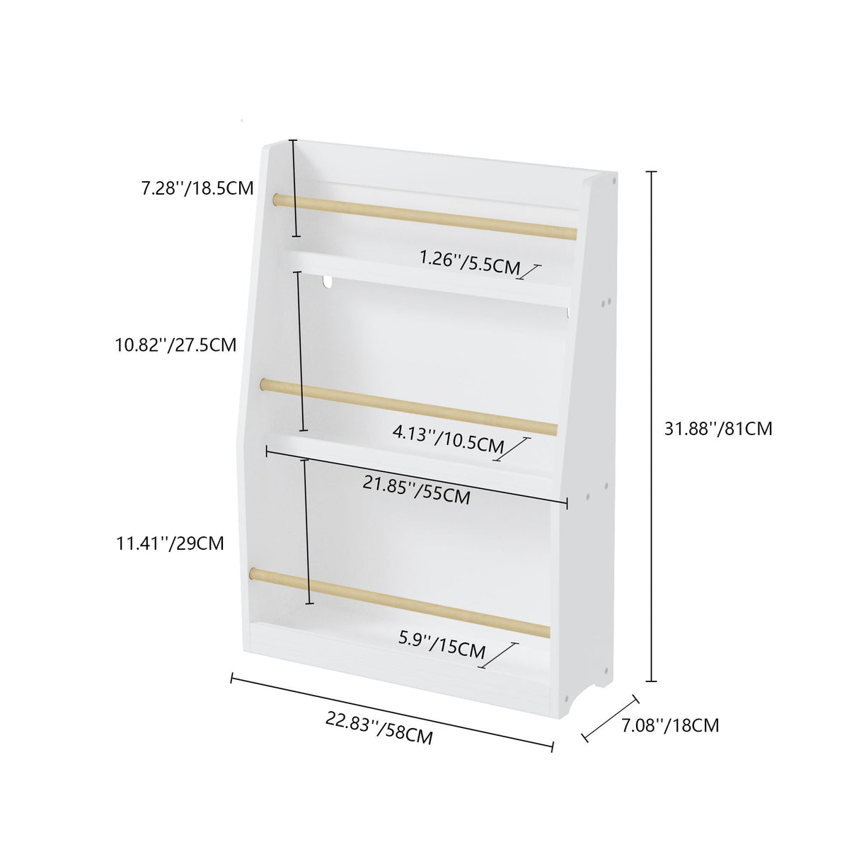 3 Tier Book Shelf, Compact Storage For Bedrooms