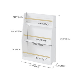 3 Tier Book Shelf with Compact Storage - Multiple Colors