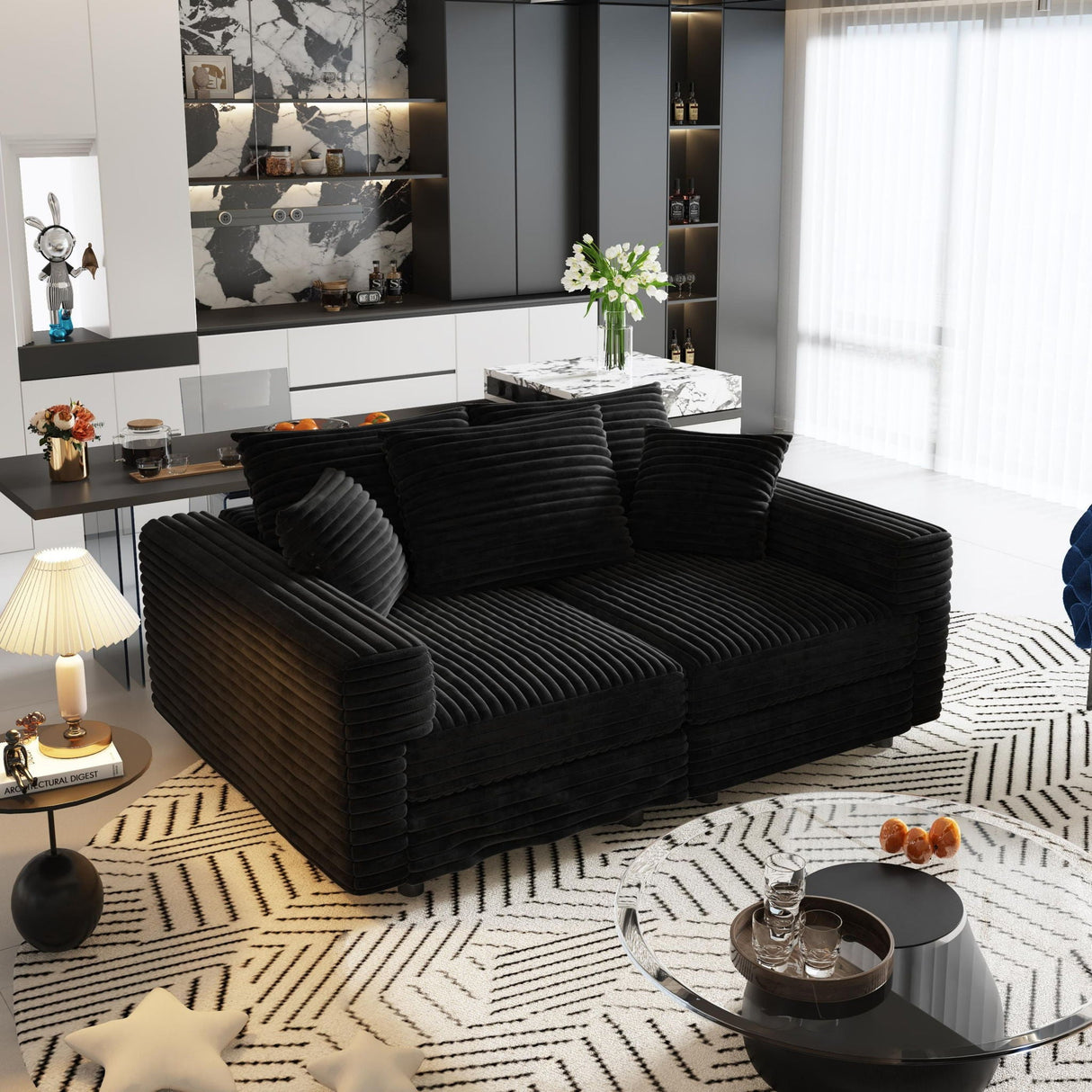 4 Seat Sofa, Modern Comfy Upholstered Sofa Cloud Couch, Deep Seat Couches With Soft Pillows