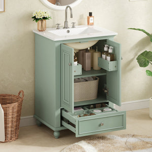 Modern Bathroom Vanity With Sink, Cabinet With Drawer And Dividers, Rectangular Storage Unit