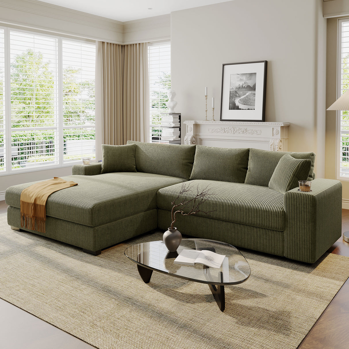 Mirod-Large-Sectional-Sofa-with-Thick-Cushions,-and-Built-in-Cup-Holders-&-Charging-Ports-