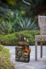 Decorative Two Tiered Water Fountain With Woodland Animal Design