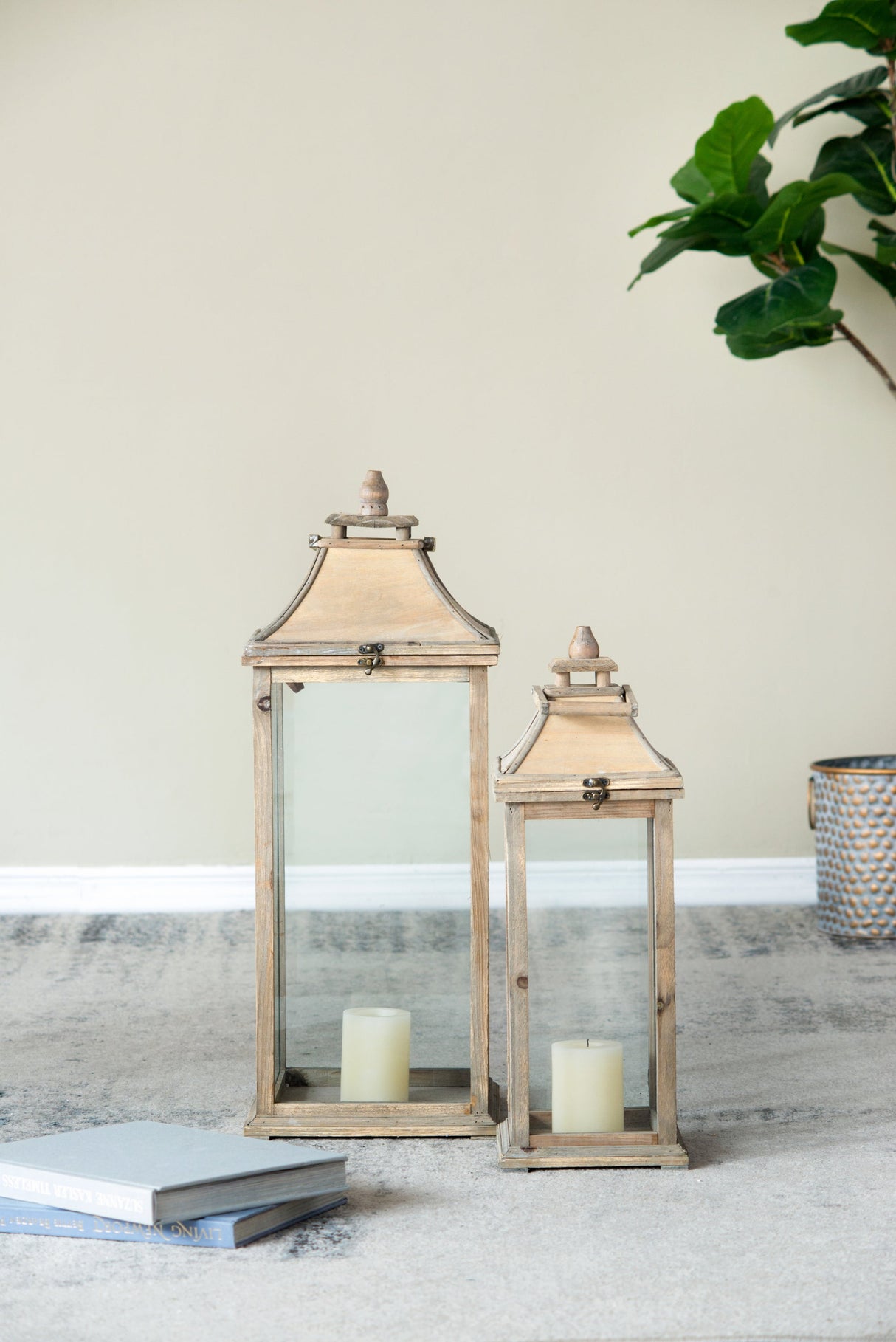 Wooden Candle Lantern Decorative, Hurricane Lantern Holder