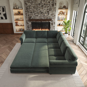 118" L-Shaped Convertible Sofa Couch