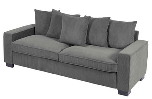 Luxe Sofa With 5 Matching Toss Pillows, Sleek Design, Spacious And Comfortable 3 Seater Couch