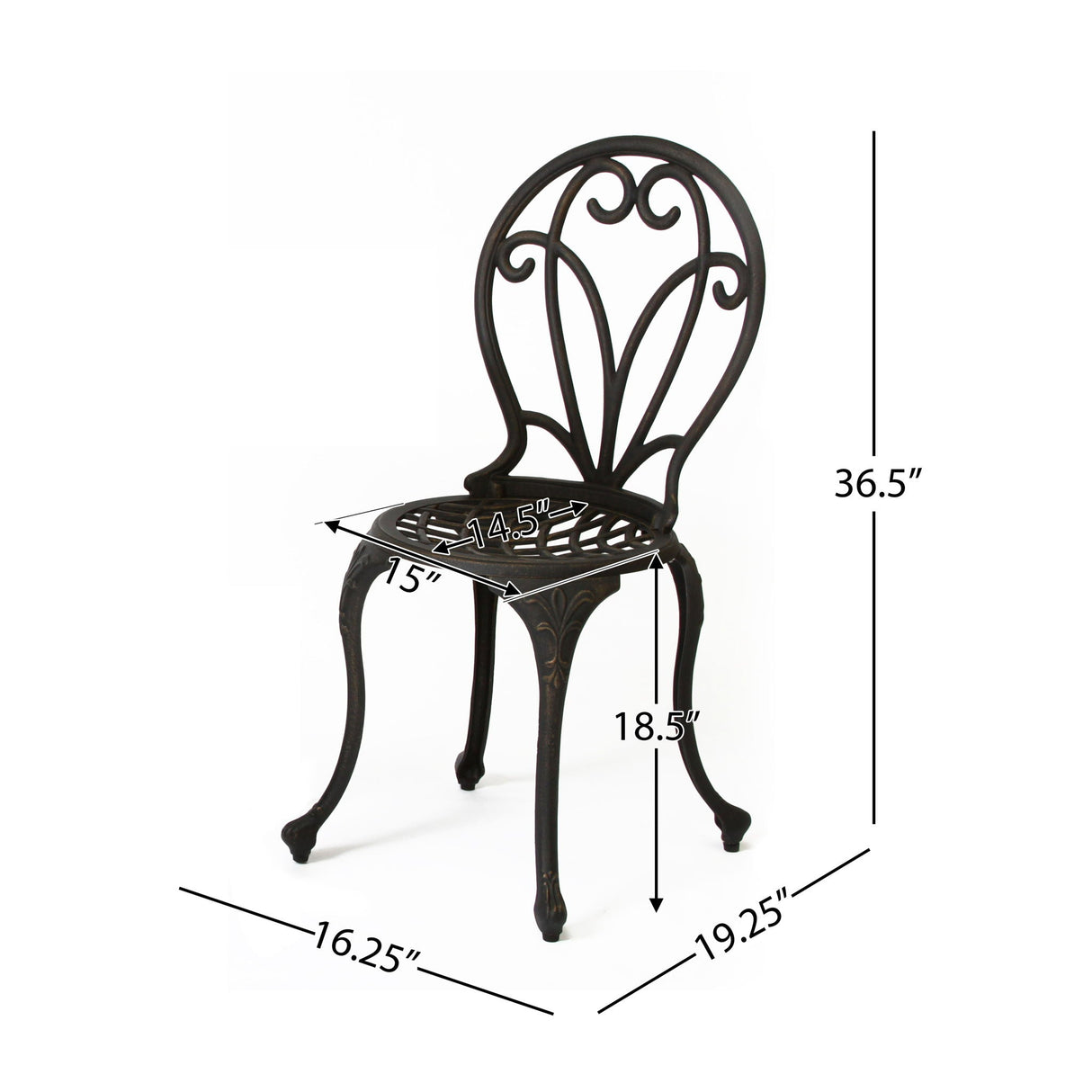 Thomas 3-Piece Cast Bistro Set - Black / Gold