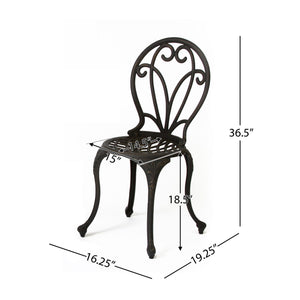 Thomas 3-Piece Cast Bistro Set - Black / Gold