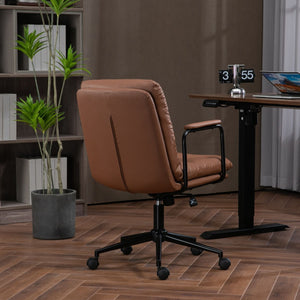Office Chair, Mid Back Home Office Desk Task Chair With Wheels And Arms Ergonomic Computer Rolling Swivel Chair With Padded Armrest