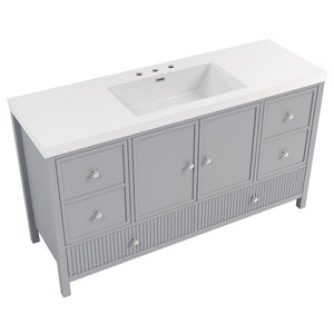 Bathroom Vanity With Separate Sink, Soft Close Doors And 4 Drawers