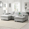Modular Sectional With Storage Pockets, 5 Seat U Shaped Couch Set With Pillows, Free Combination Modern Cloud Sofa With 2 Movable Ottoman