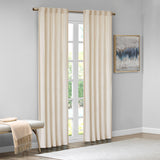 Room darkening metallic printed poly velvet rod pocket/back tab window panel pair ivory 37x95"