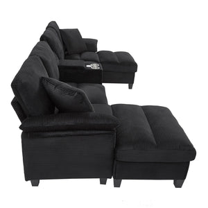 Modern U-Shaped Sectional Sofa With Storage Ottomans