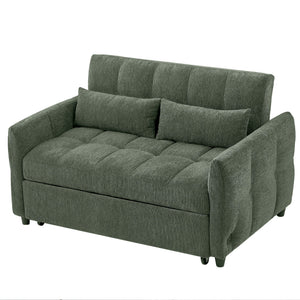 Loveseat Sofa Pull-Out Bed With Adjustable Backrest, 3 USB Ports And 2 Lumbar Pillows For Living Room