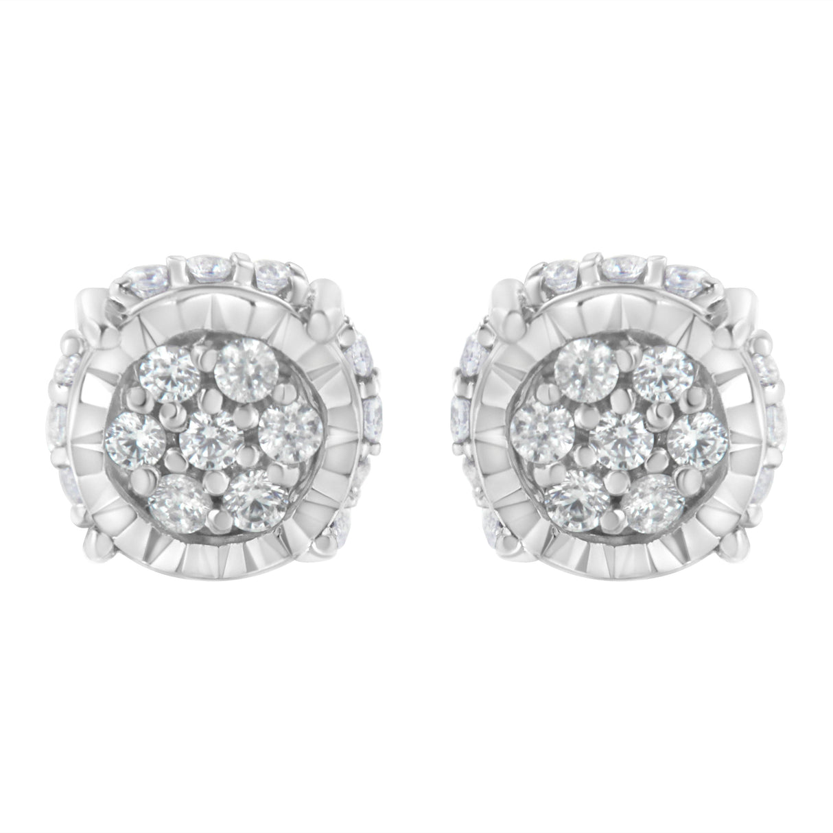 .925 Sterling Silver 1/3 cttw Round-cut Diamond Floral Stud Earring (I-J Clarity, I3 Color)