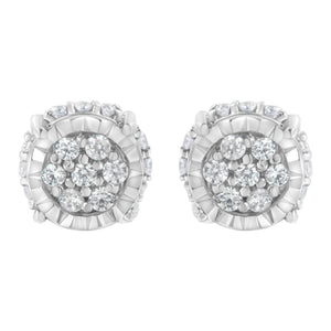 .925 Sterling Silver 1/3 cttw Round-cut Diamond Floral Stud Earring (I-J Clarity, I3 Color)