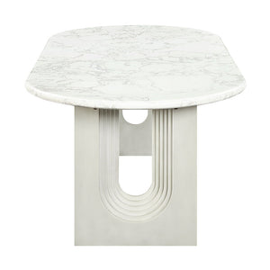 Zayn - Dining Table - White Natrual Marble Top & White