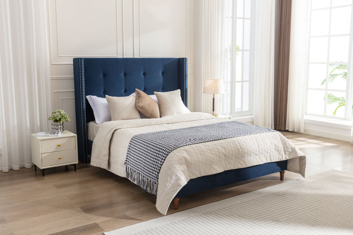 Luxury Wingback Upholstered Bed Frame
