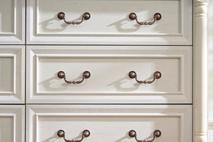 Farmhouse Style 6 Drawer Dresser Chest with Base Wooden Rustic Chest