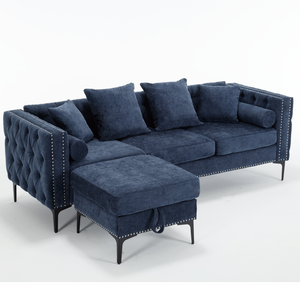 Modern Lounge Chenille Sectional Sofa