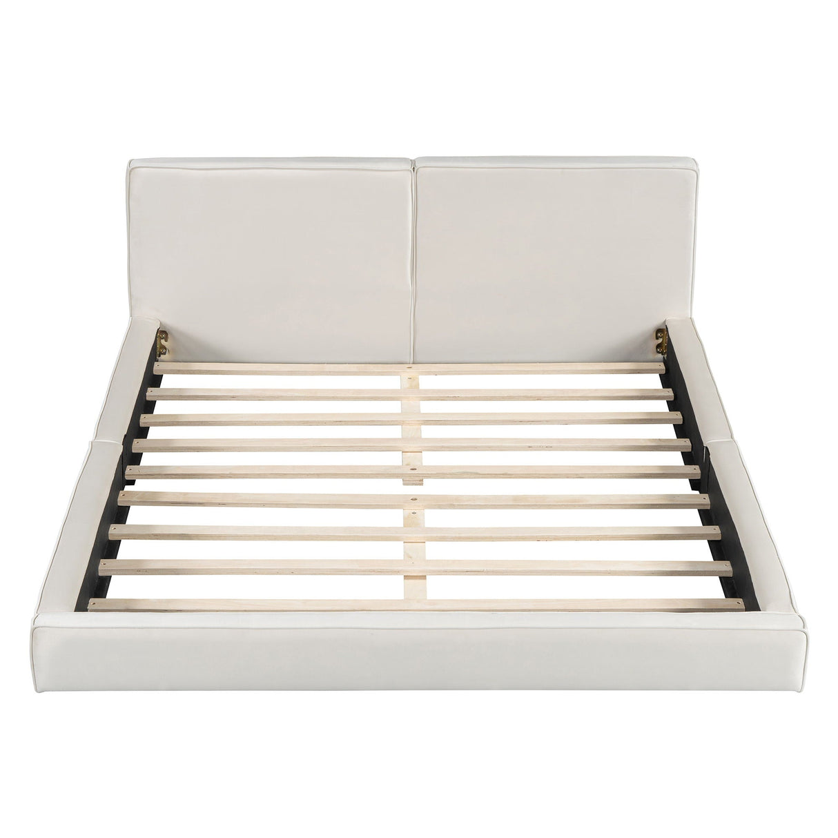 Upholstered Platform Bed, Grounded Bed With Solid Frame