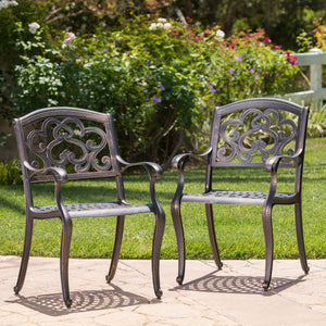 Cast Aluminum Dining Chair With Handcrafted Details - Copper