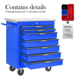 7 Drawers Multifunctional Tool Cart with Wheels