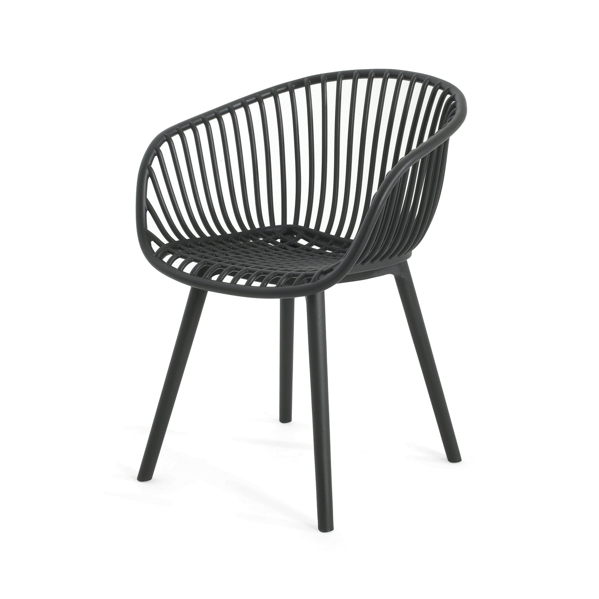 Modern Mykonos Outdoor Dining Chairs Set of 2 with Weather-Resistant Black Plastic Resin