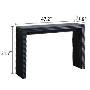 47" Modern Black Wood Console Table with Ribbed Legs