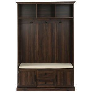 Hall Tree With 3 Hooks, Coat Hanger, Entryway Bench, Storage Bench, 3 In 1 Design