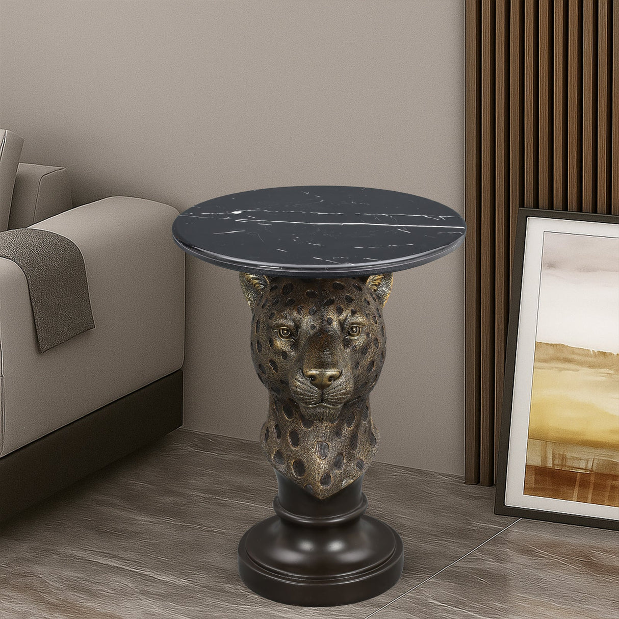 Leopard Head Accent Table