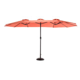14.8 Ft Double Sided Outdoor Umbrella Rectangular Large with Crank (Orange)