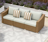 Rattan Wicker Seater Patio Couch with Cushions and Throw Pillows
